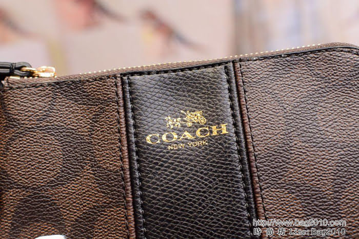 COACH蔻馳 原單級別 COACH 短款零錢包 拉鏈手包 簡單時尚 頭層牛皮 64233  Chz1289